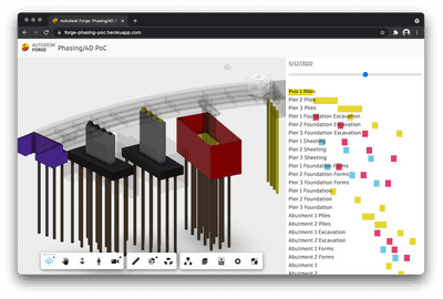 Sample Autodesk Forge application providing a 4D/phasing preview capability.